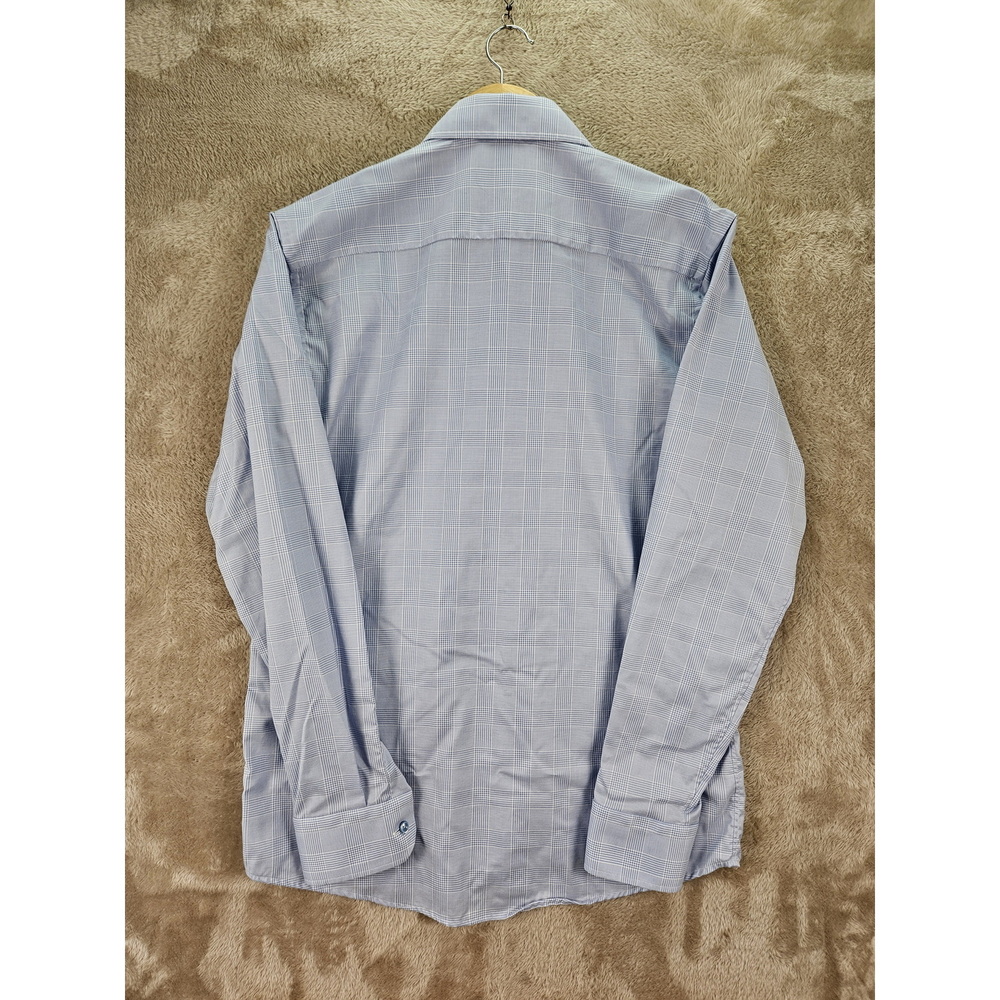 Eton Dress Shirt Slim Fit Size 42 16½ Plaid Light Blue Check Pattern - Picture 8 of 10